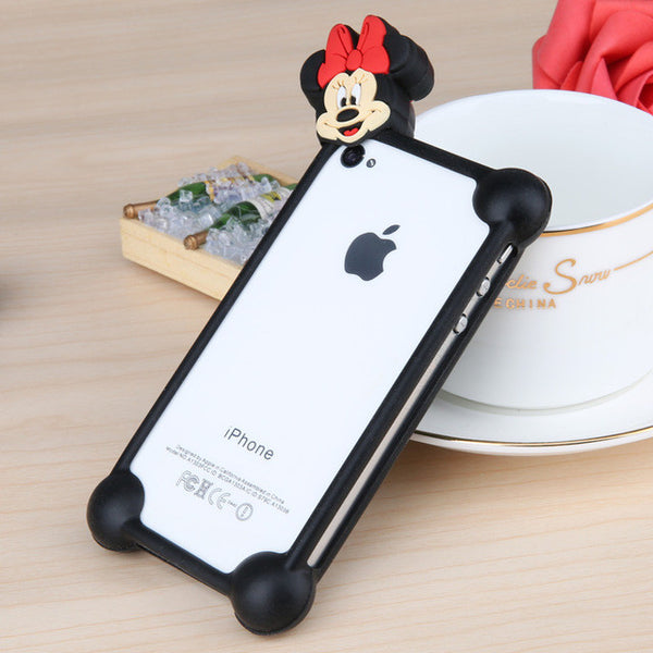 Universal Cartoon Cute 3D Frame Bumper For iphone 5 5s SE 6 6s 6Plus 6sPlus Samsung Galaxy S6Edge S7Edge Anti Fall Off Silicone