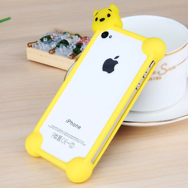 Universal Cartoon Cute 3D Frame Bumper For iphone 5 5s SE 6 6s 6Plus 6sPlus Samsung Galaxy S6Edge S7Edge Anti Fall Off Silicone