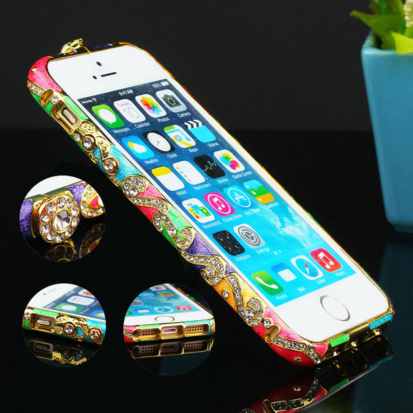 5S Metal Czekh Crystal Frame Bumper For Apple iPhone 5 5s Luxury Shining National Style Rhinestone Case for iPhon 5 Case