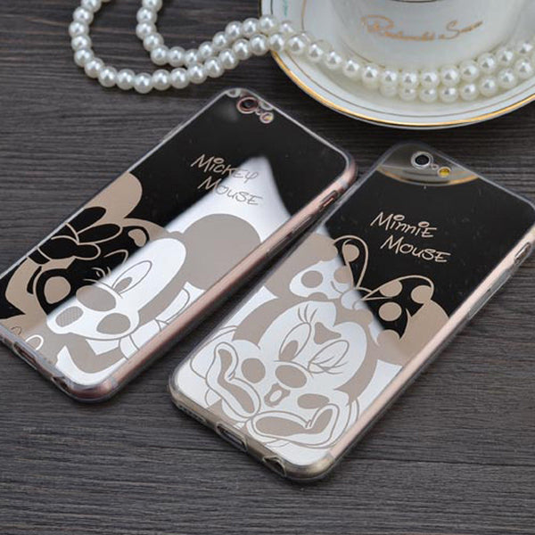 Mirror case Style Cute Sweet Mickey Minnie Mouse TPU Mobile Phone Cases Cover For iPhone 5 5G 5S SE 6 6G 6S 4.7 6Plus 5.5 Inch