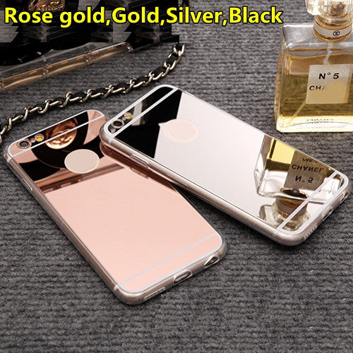 Lifone Rose gold Luxury Mirror Flash Fashion Case For iPhone 7 6 6S Plus 5s SE Soft Clear TPU Cover For iPhone 6 7 6S 5S